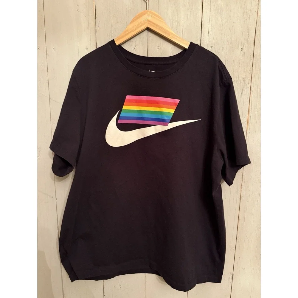 Nike BeTrue Gay‎ Pride LGBTQ MultiColor Rainbow Flag Tee Shirt Men XXL B6